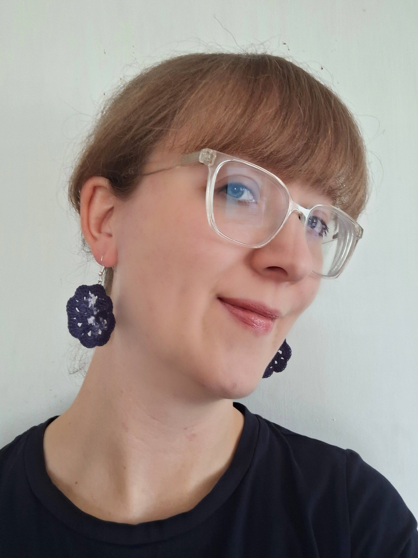 Earrings- Flower (Navy)