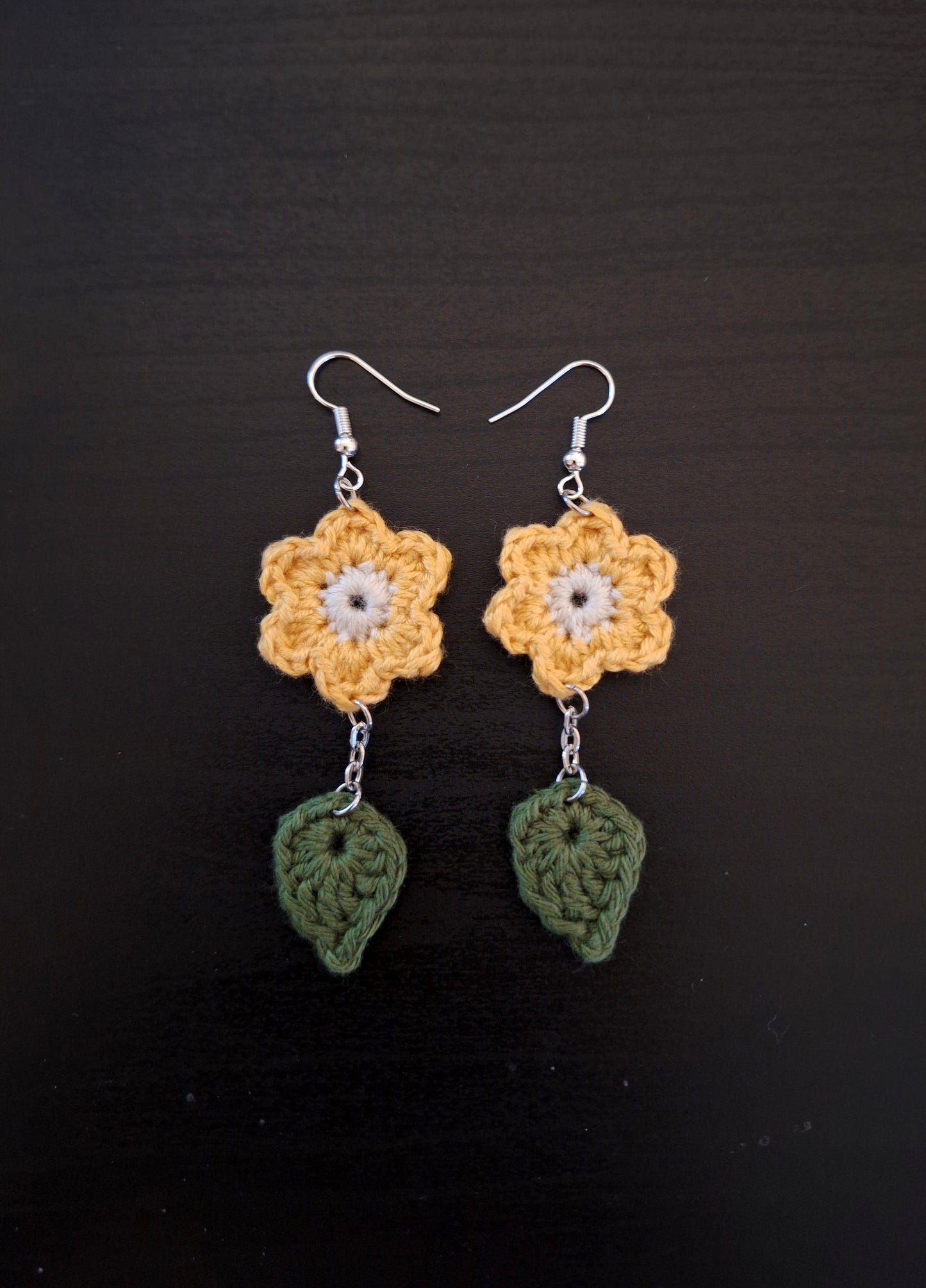 Earrings- Flower and Leaves (Yellow)