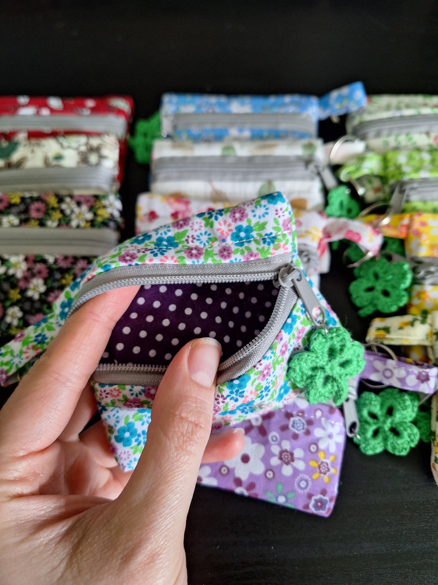 Keychain coin/trinket pouch - Sewn (Assorted colors)