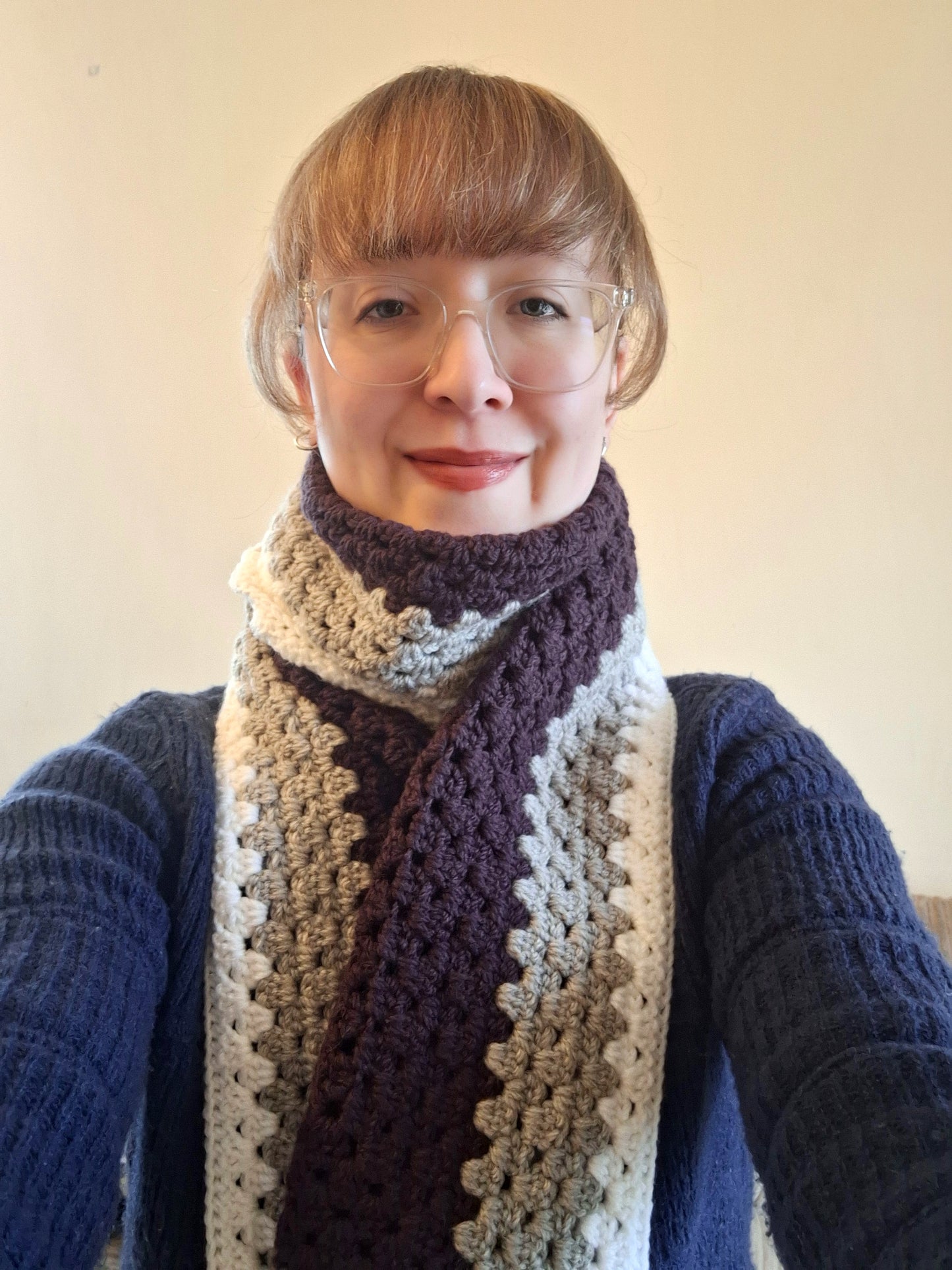 Scarf- Chunky Granny Rectangle (Purple)