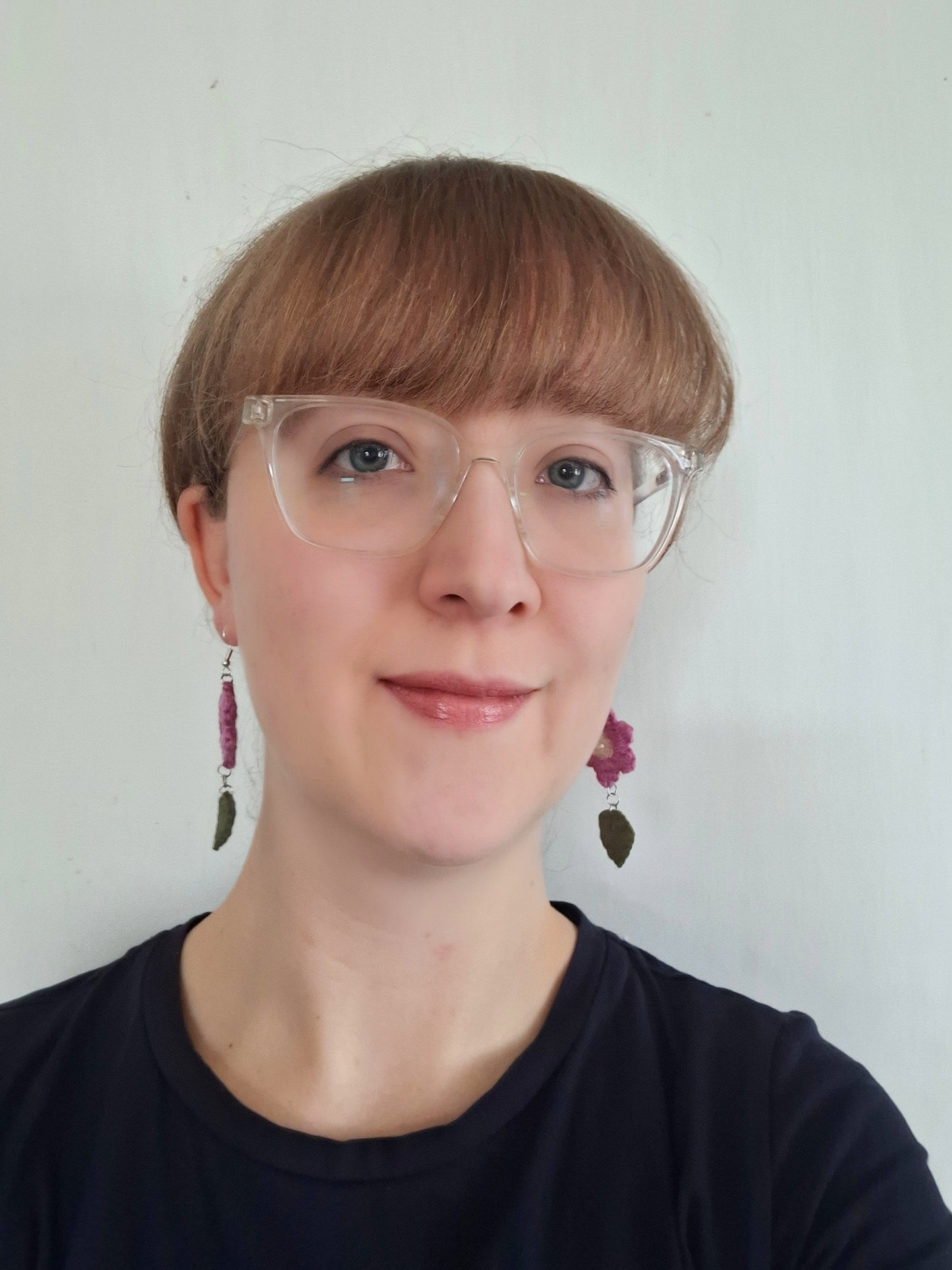 Earrings- Flower and Leaves (Pink)