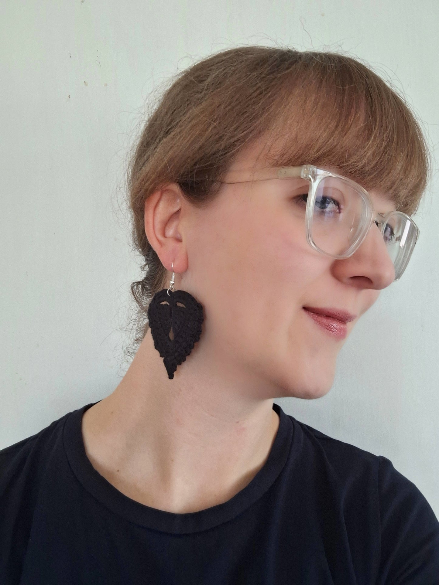 Earrings- Lace Leaf (Black)