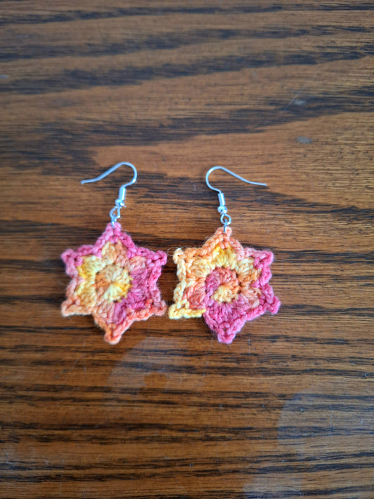 Earrings- Star Flower (Pink & Yellow)