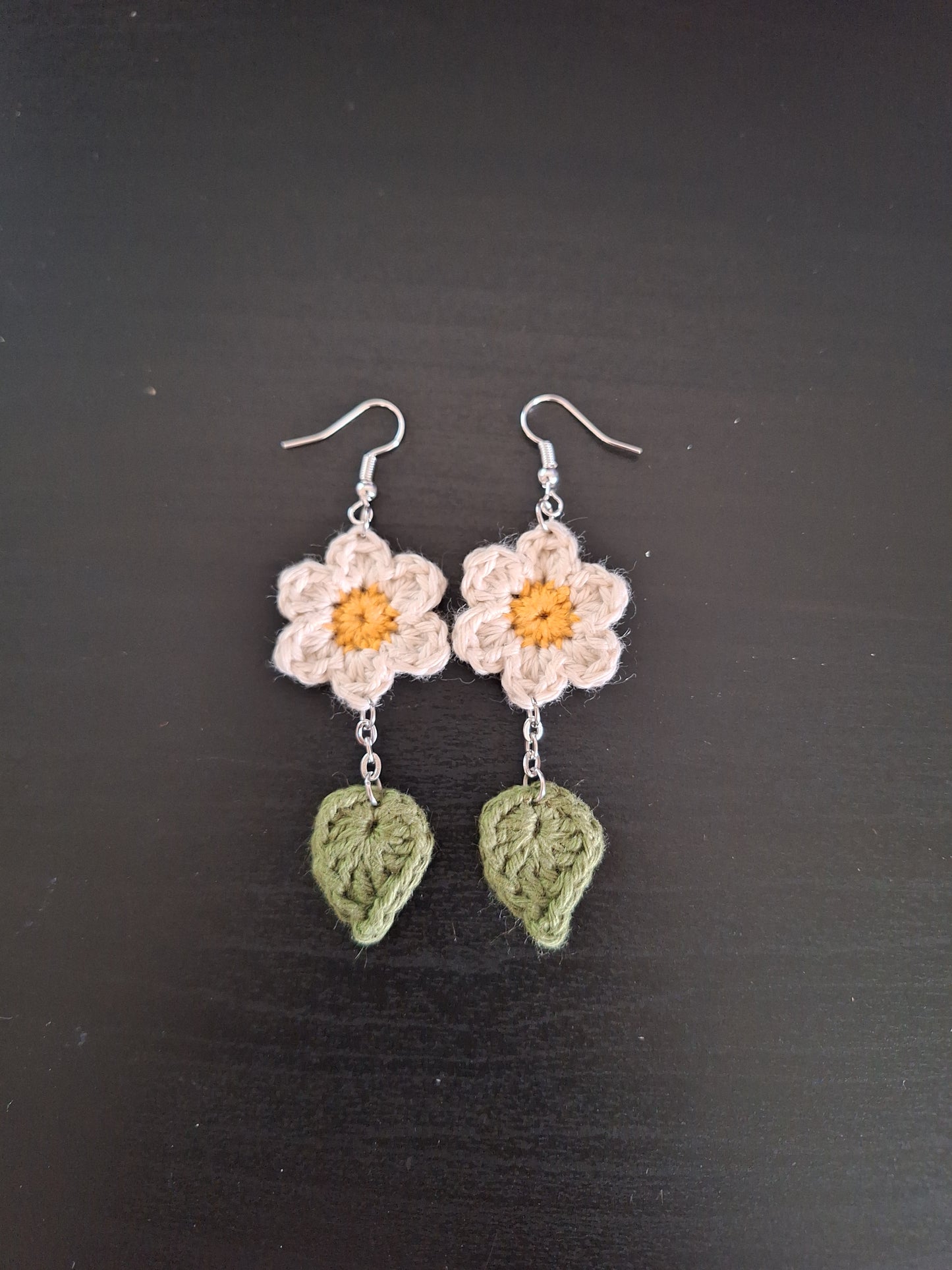 Earrings- Flower and Leaves (Yellow)