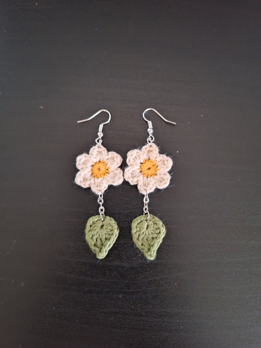 Earrings- Flower and Leaves (Yellow)