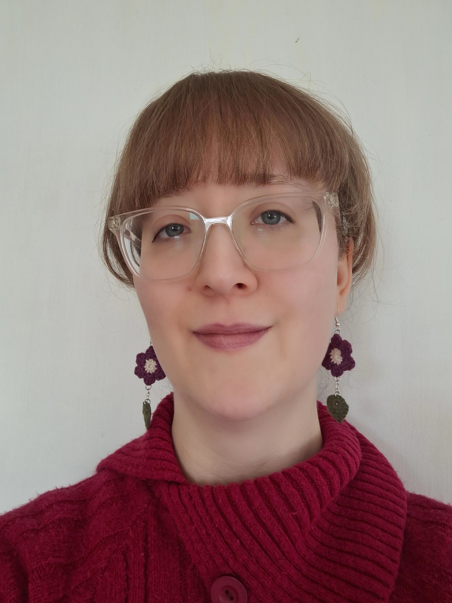 Earrings- Flower and Leaves (Purple)