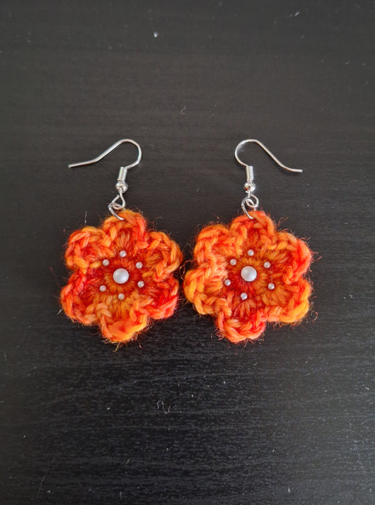 Earrings- Orange Flower