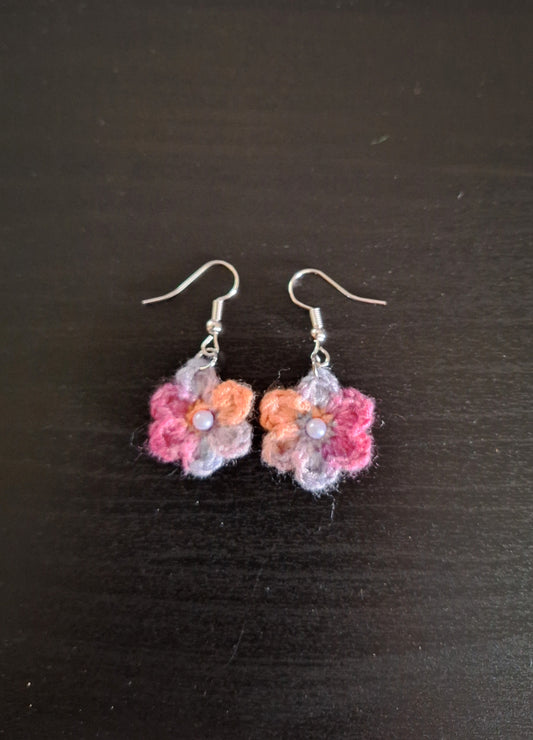 Earrings- Pink Silk Flower