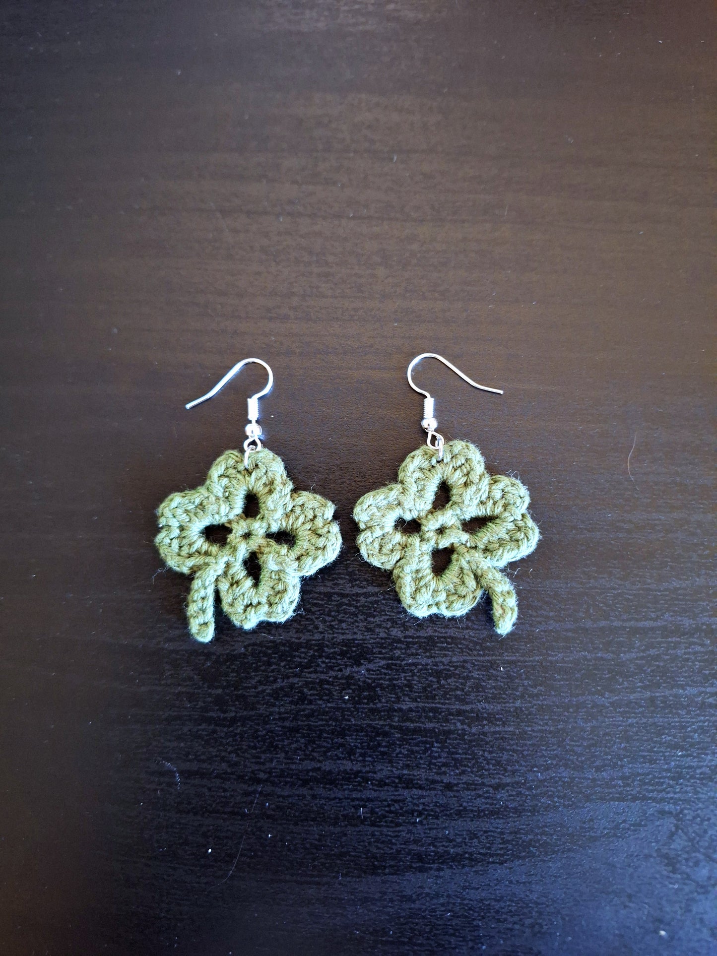 Earrings- Clover (Green cotton)