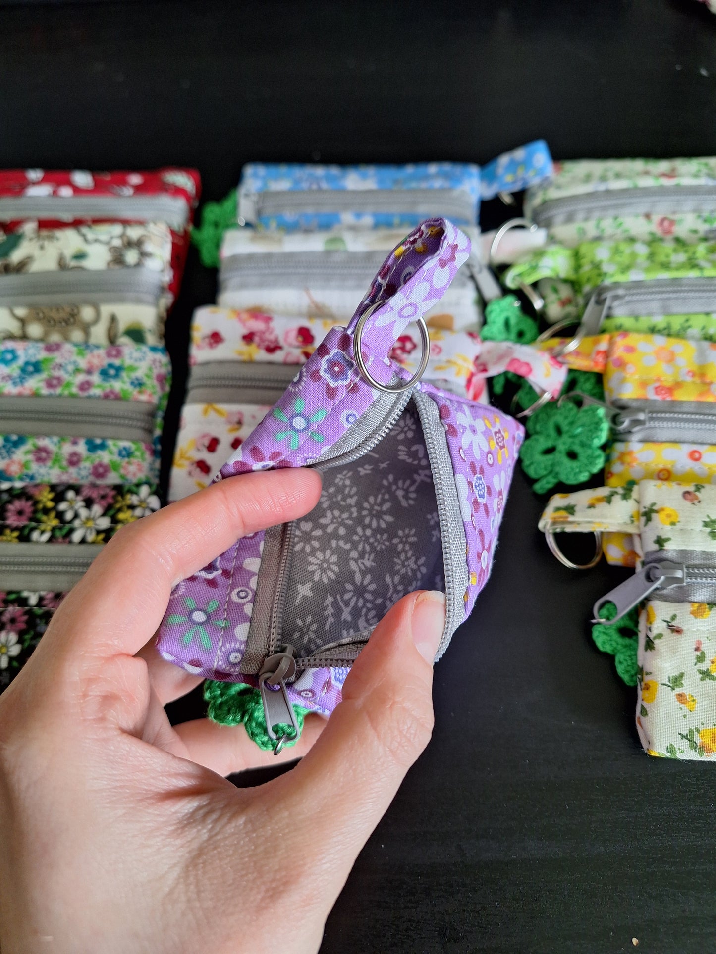 Keychain coin/trinket pouch - Sewn (Assorted colors)