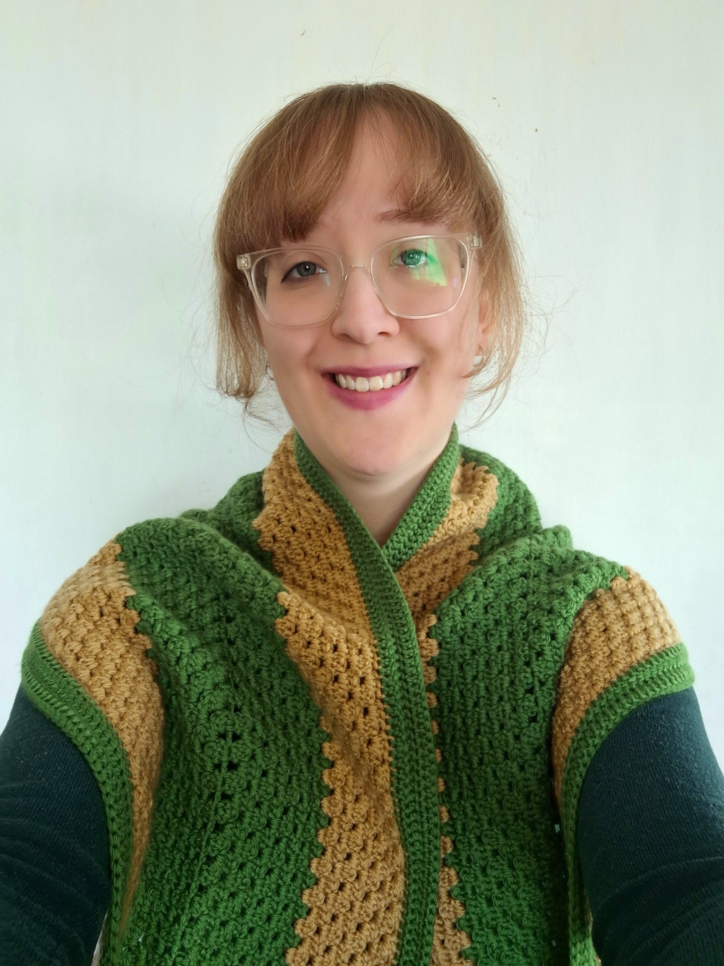 Scarf- Granny Rectangle (Green/Gold)