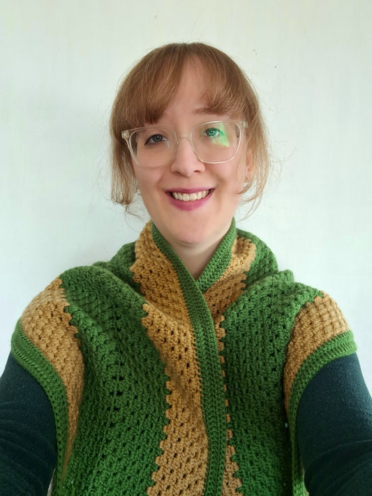 Scarf- Granny Rectangle (Green/Gold)