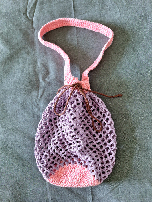 Market Bag - Rope sinch (Pink & Purple)