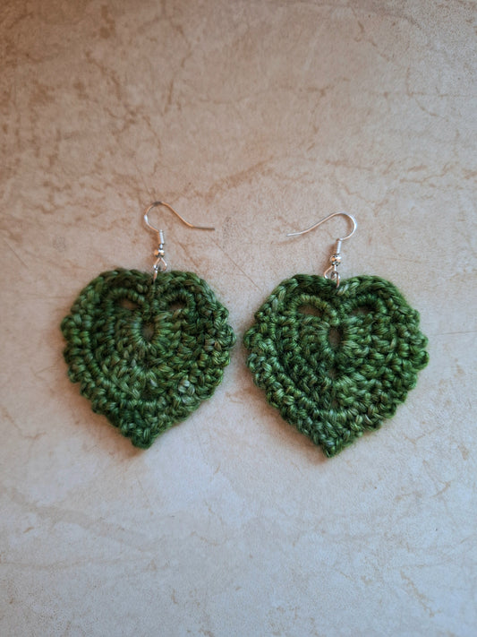 Earrings- Lace Leaf (Green)