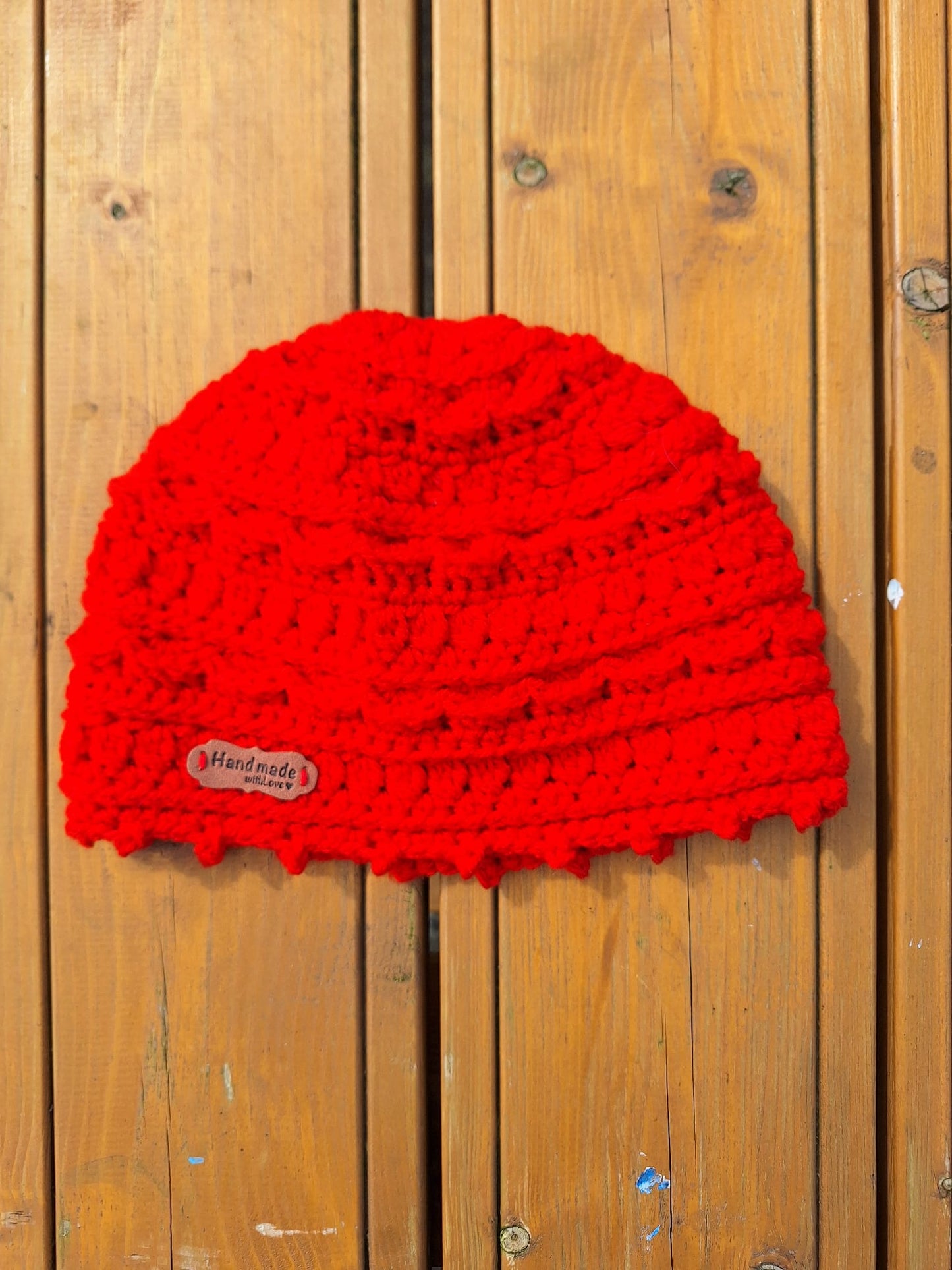 Crochet Beanie (Red picots)