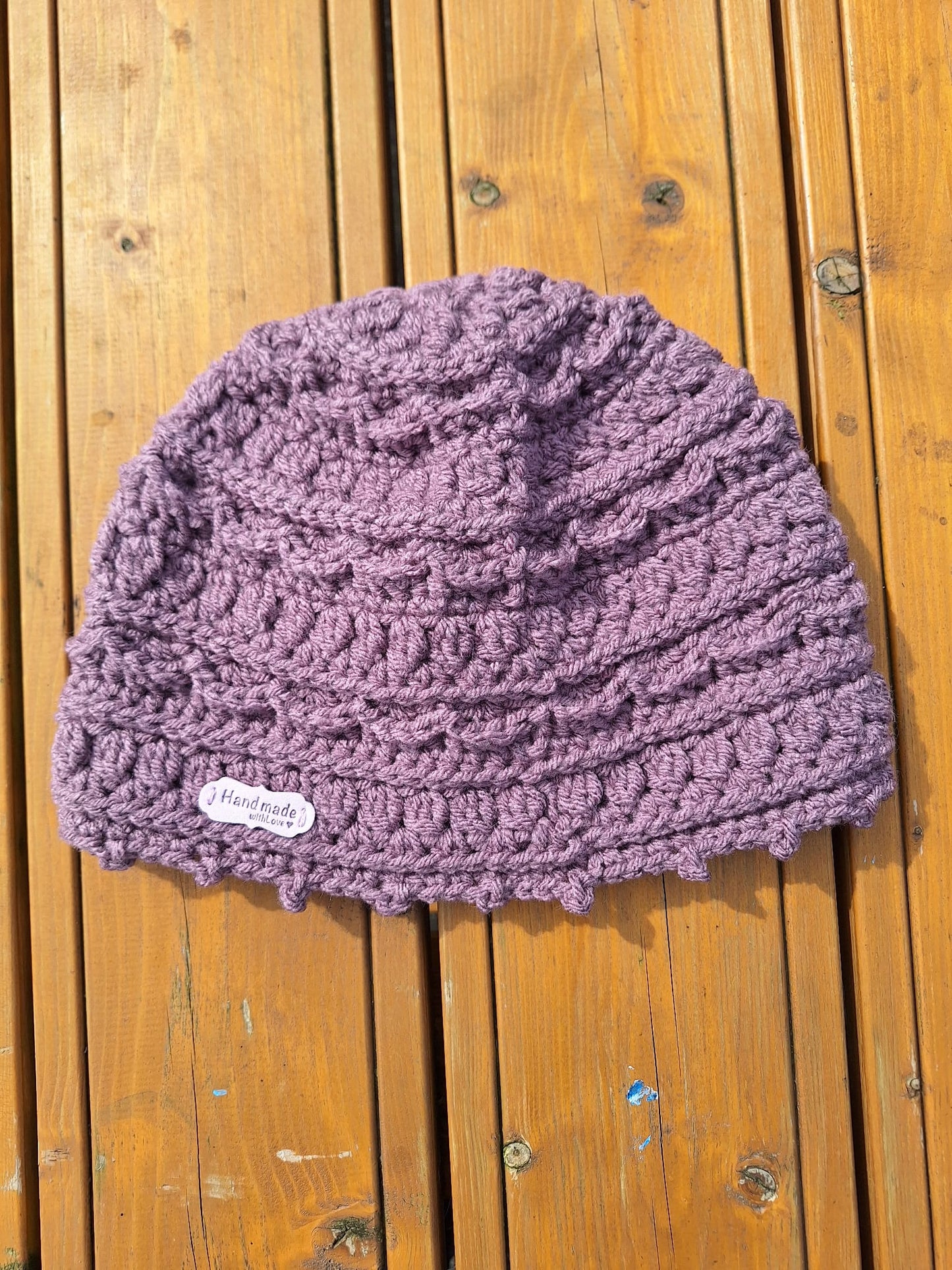 Crochet Beanie (Purple Ruffs)